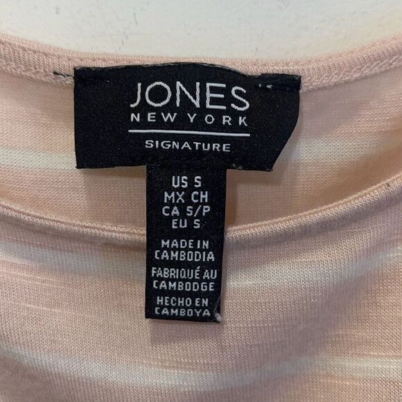 JNY Jones New York Signature Womens Striped Cold Shoulder Top Pink White Small - Picture 4 of 7